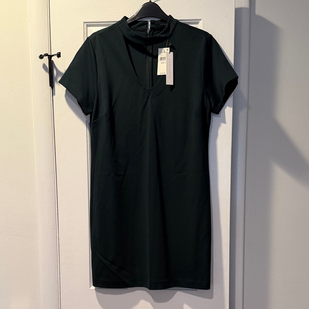 Sanctuary Forest Green Mock Neck Short Sleeve Dress